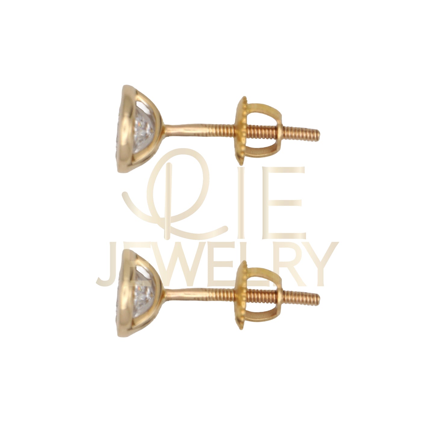 14k Yellow Gold 0.625 CTW Lab Grown Diamond Round Bezel Solitarie Stud Earrings