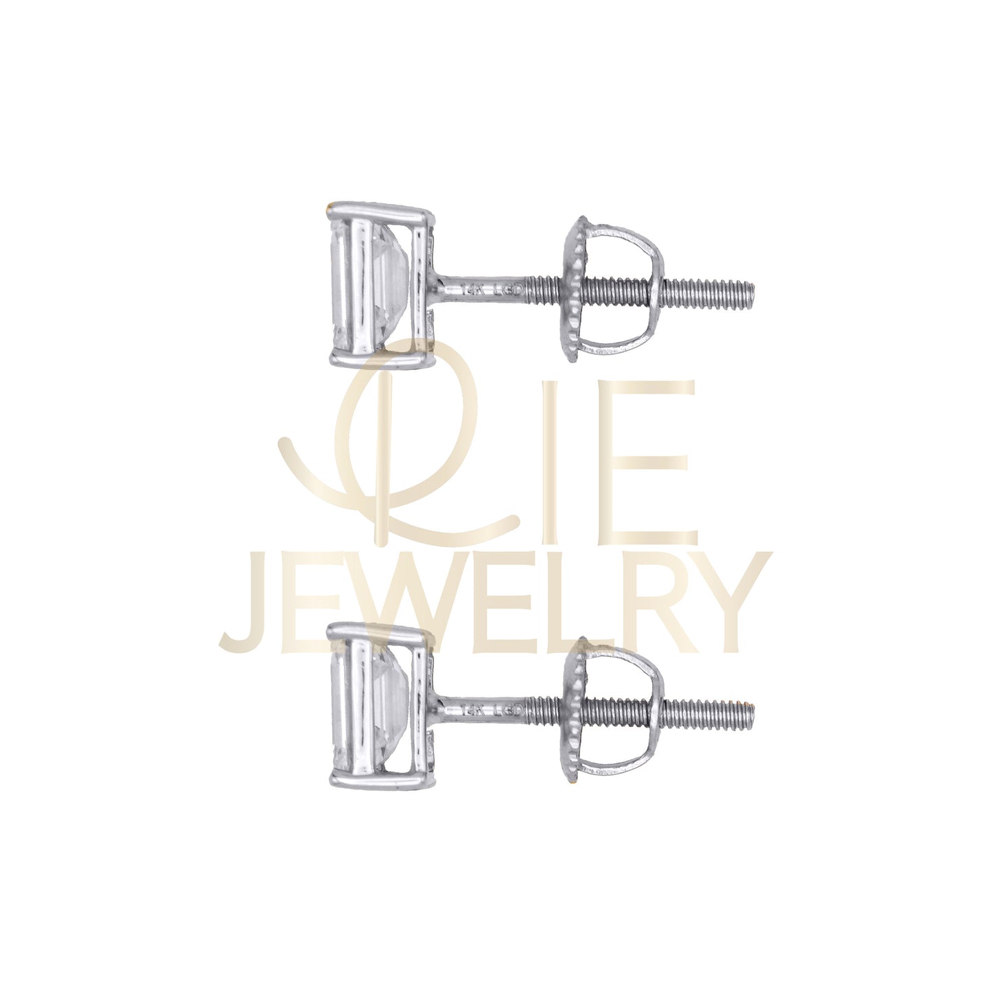 14k White Gold 0.625 CTW Lab Grown Diamond Emerald Solitaire Stud Earrings