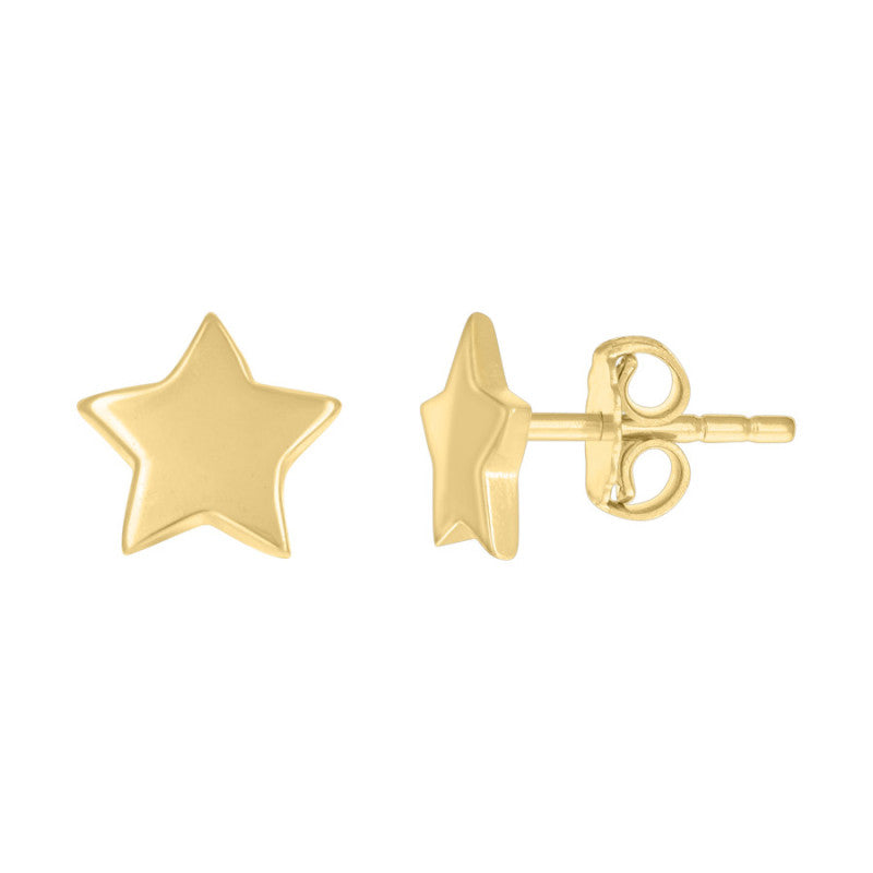 10K Yellow Gold Star Stud Earrings