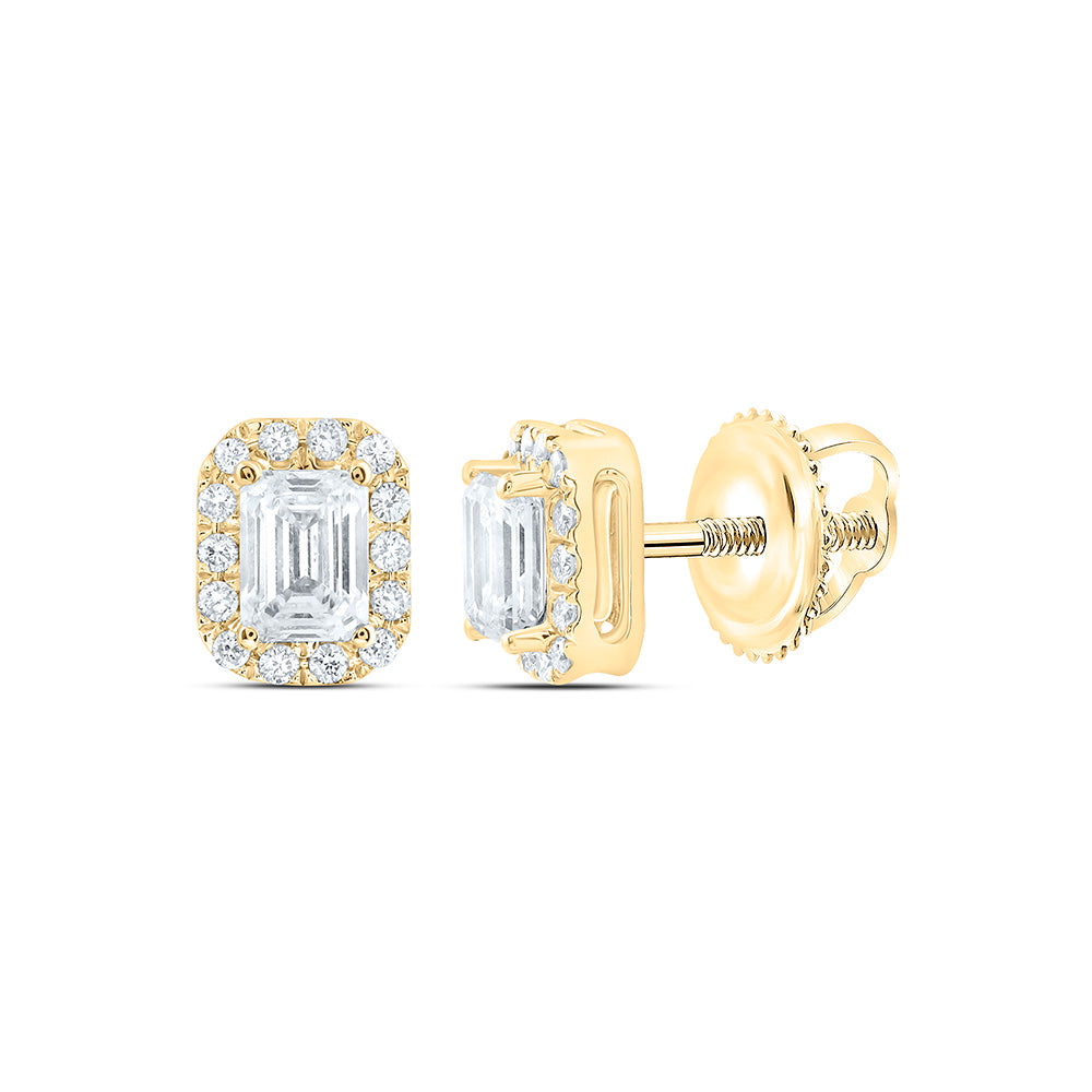 14k Yellow Gold 0.625 CTW Lab Grown Diamond Fashion Emerald Stud Earrings
