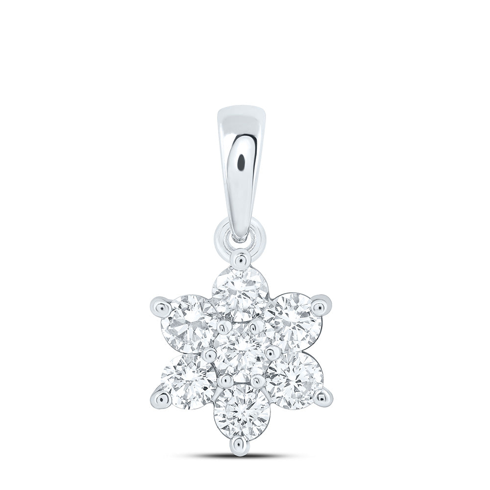 14k White Gold 0.375 CTW Lab Grown Diamond Fashion Flower Pendant