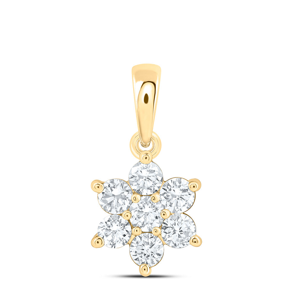14k Yellow Gold 0.375 CTW Lab Grown Diamond Fashion Flower Pendant