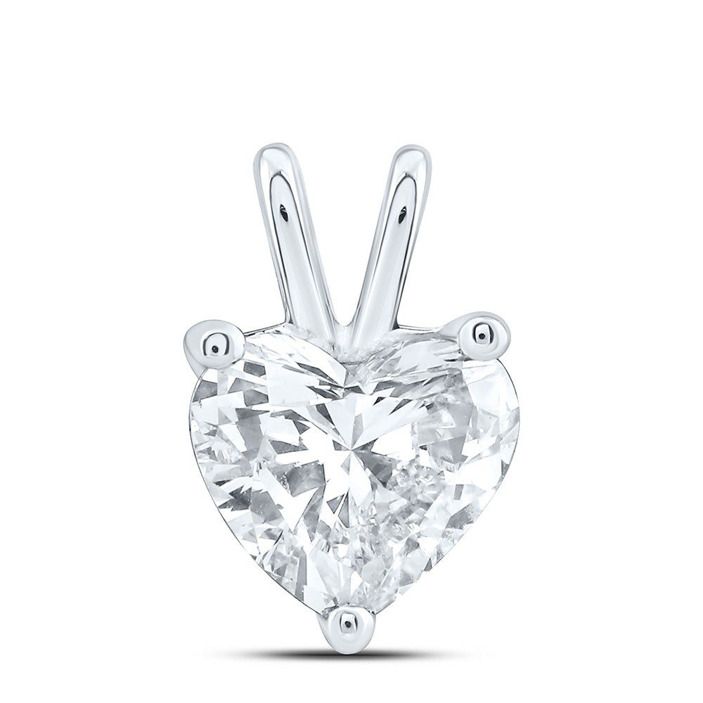 14k White Gold 1.5 CTW Lab Grown Diamond Heart Solitaire Pendant