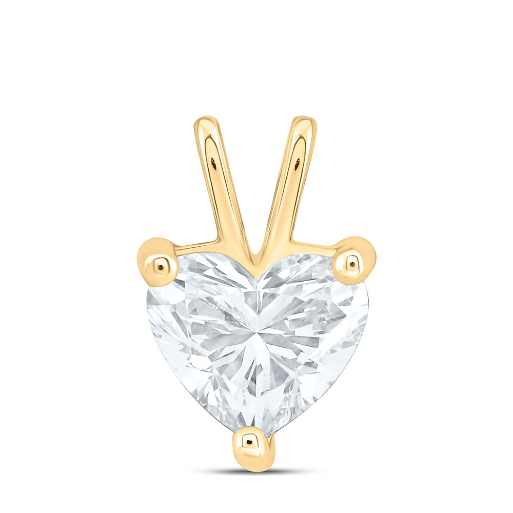 14k Yellow Gold 1 CTW Lab Grown Diamond Heart Solitaire Pendant