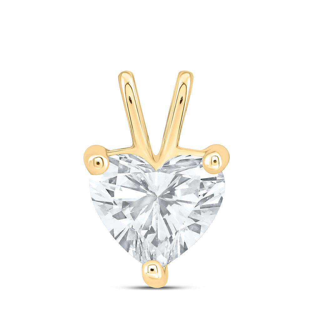 14k Yellow Gold 2 CTW Lab Grown Diamond Heart Solitaire Pendant