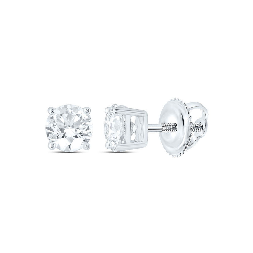 14k White Gold 0.5 CTW Lab Grown Diamond Round Solitarie Stud Earrings
