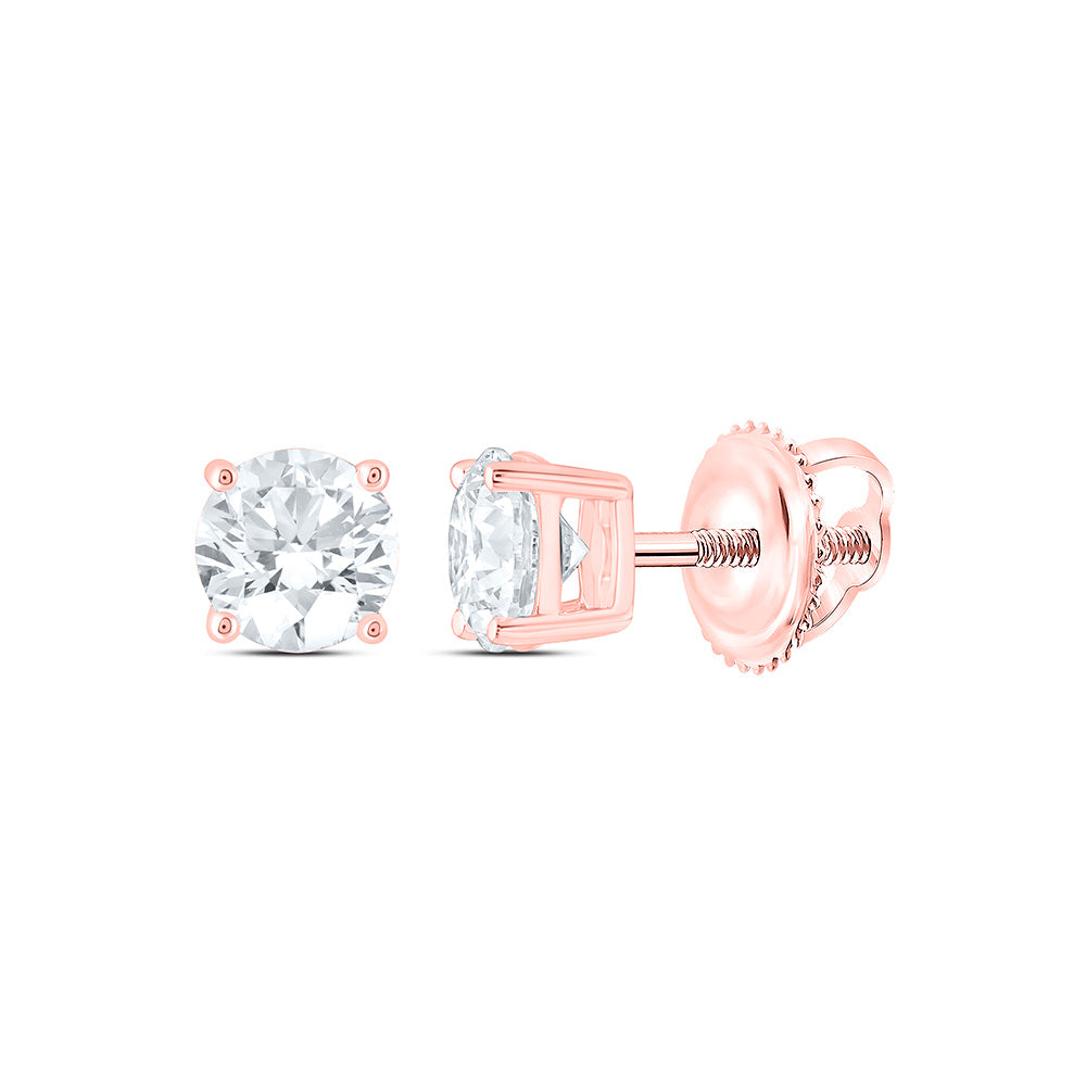 14k Rose Gold 0.5 CTW Lab Grown Diamond Round Solitarie Stud Earrings