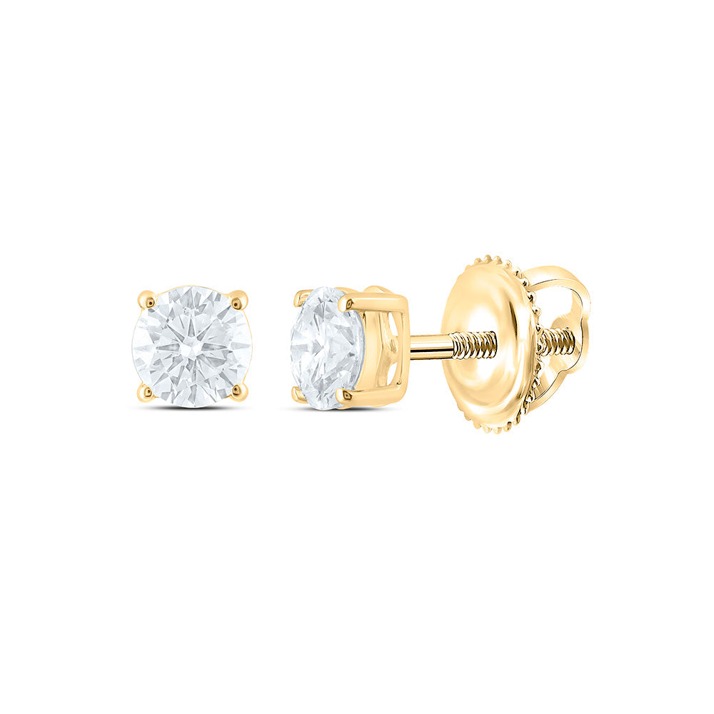 14k Yellow Gold 1 CTW Lab Grown Diamond Round Solitarie Stud Earrings
