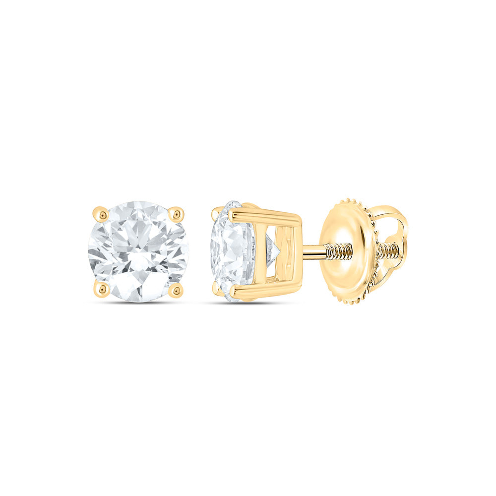 14k Yellow Gold 1.25 CTW Lab Grown Diamond Round Solitarie Stud Earrings