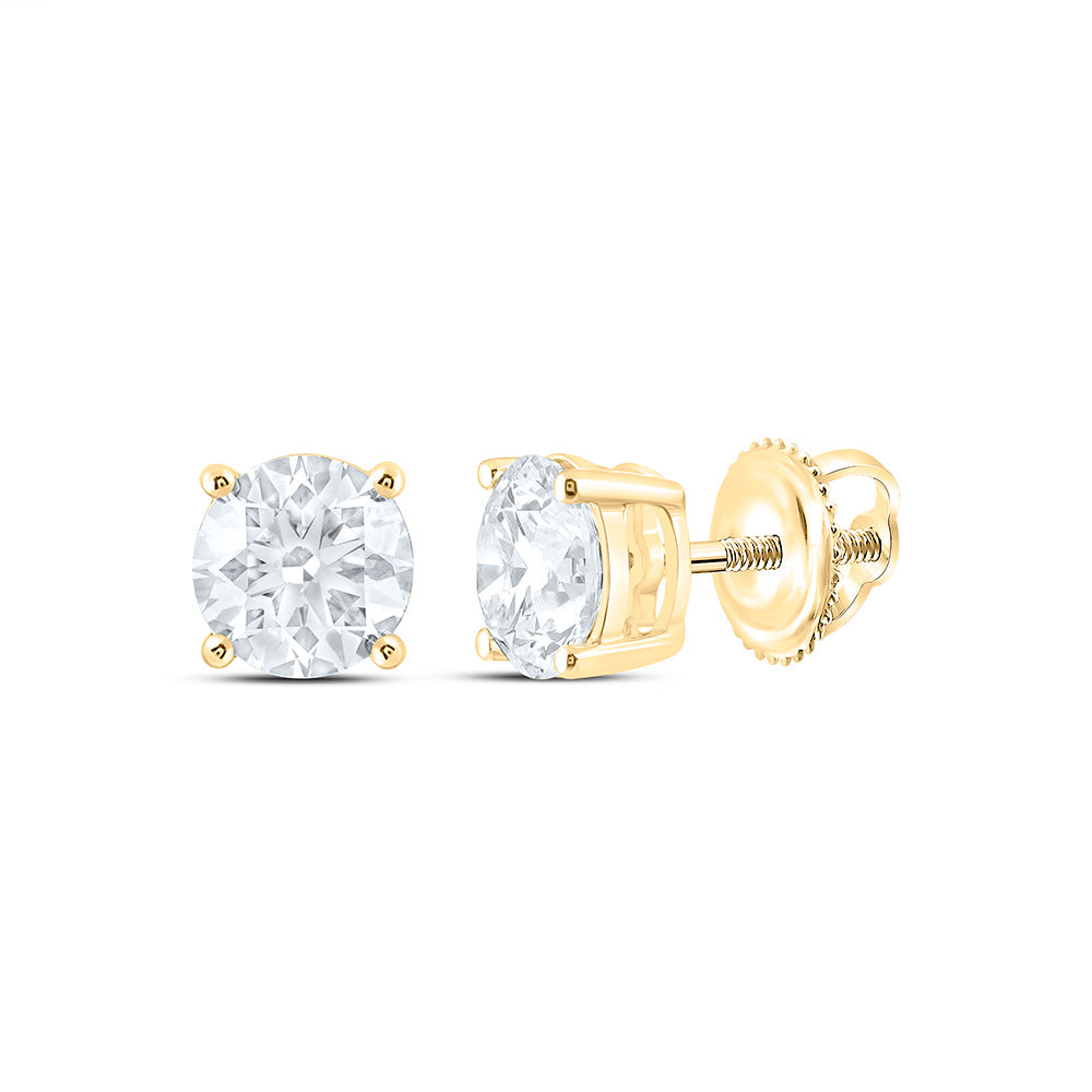14k Yellow Gold 1.5 CTW Lab Grown Diamond Round Solitarie Stud Earrings
