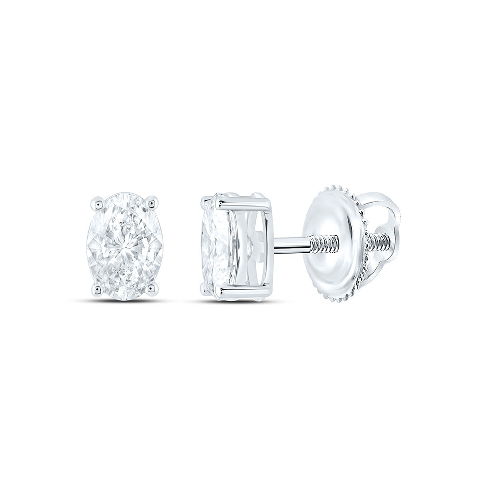 14k White Gold 0.5 CTW Lab Grown Diamond Oval Solitarie Stud Earrings
