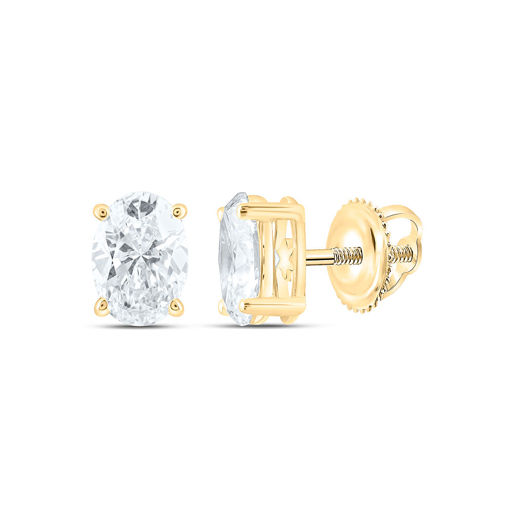14k Yellow Gold 0.625 CTW Lab Grown Diamond Oval Solitarie Stud Earrings