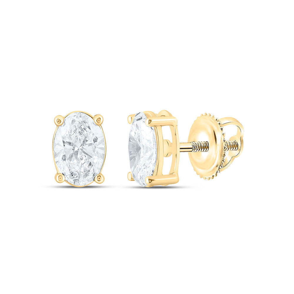 14k Yellow Gold 0.75 CTW Lab Grown Diamond Oval Solitarie Stud Earrings