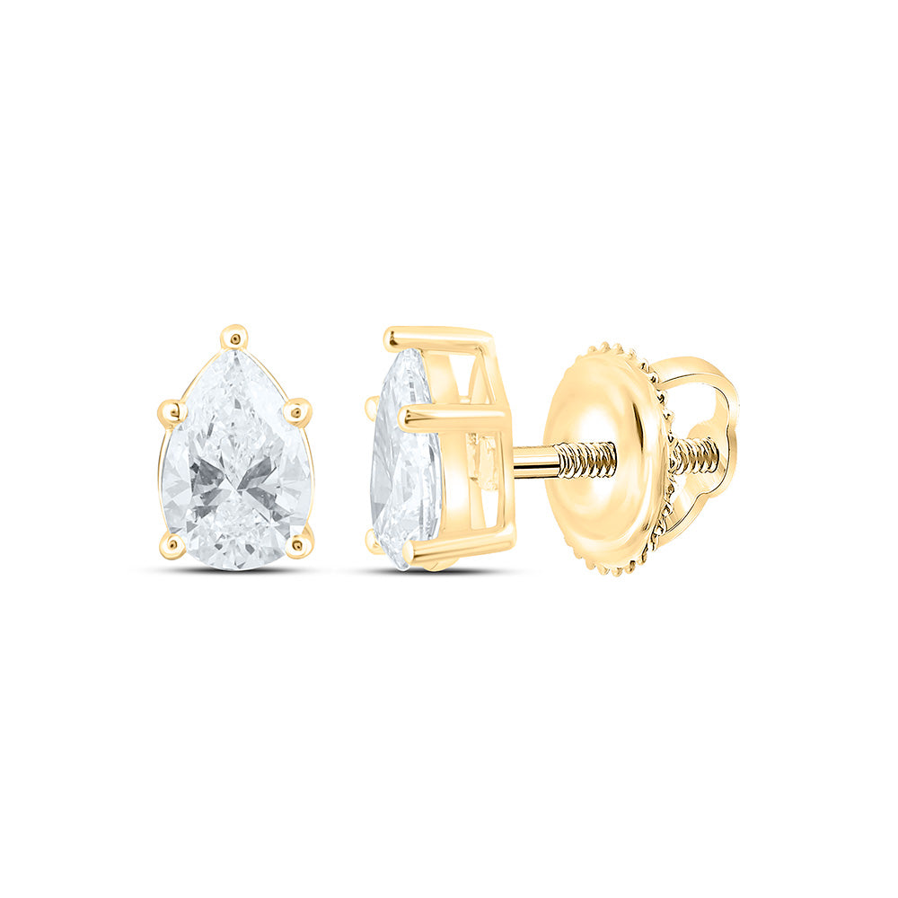 14k Yellow Gold 0.75 CTW Lab Grown Diamond Pear Solitarie Stud Earrings