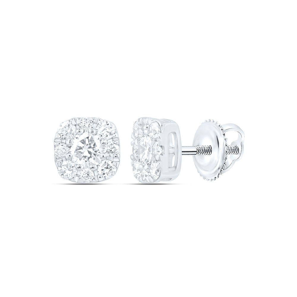 14k White Gold 0.5 CTW Lab Grown Diamond Fashion Cushion Stud Earrings
