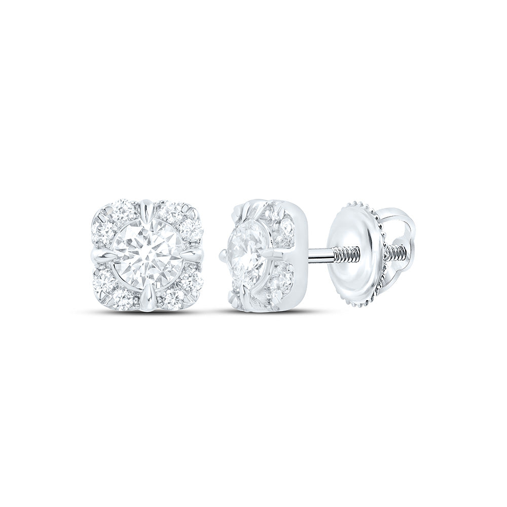 14k White Gold 0.5 CTW Lab Grown Diamond Fashion Cushion Stud Earrings