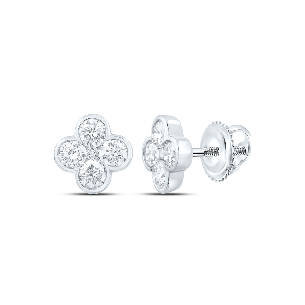 14k White Gold 0.5 CTW Lab Grown Diamond Fashion Clover Stud Earrings