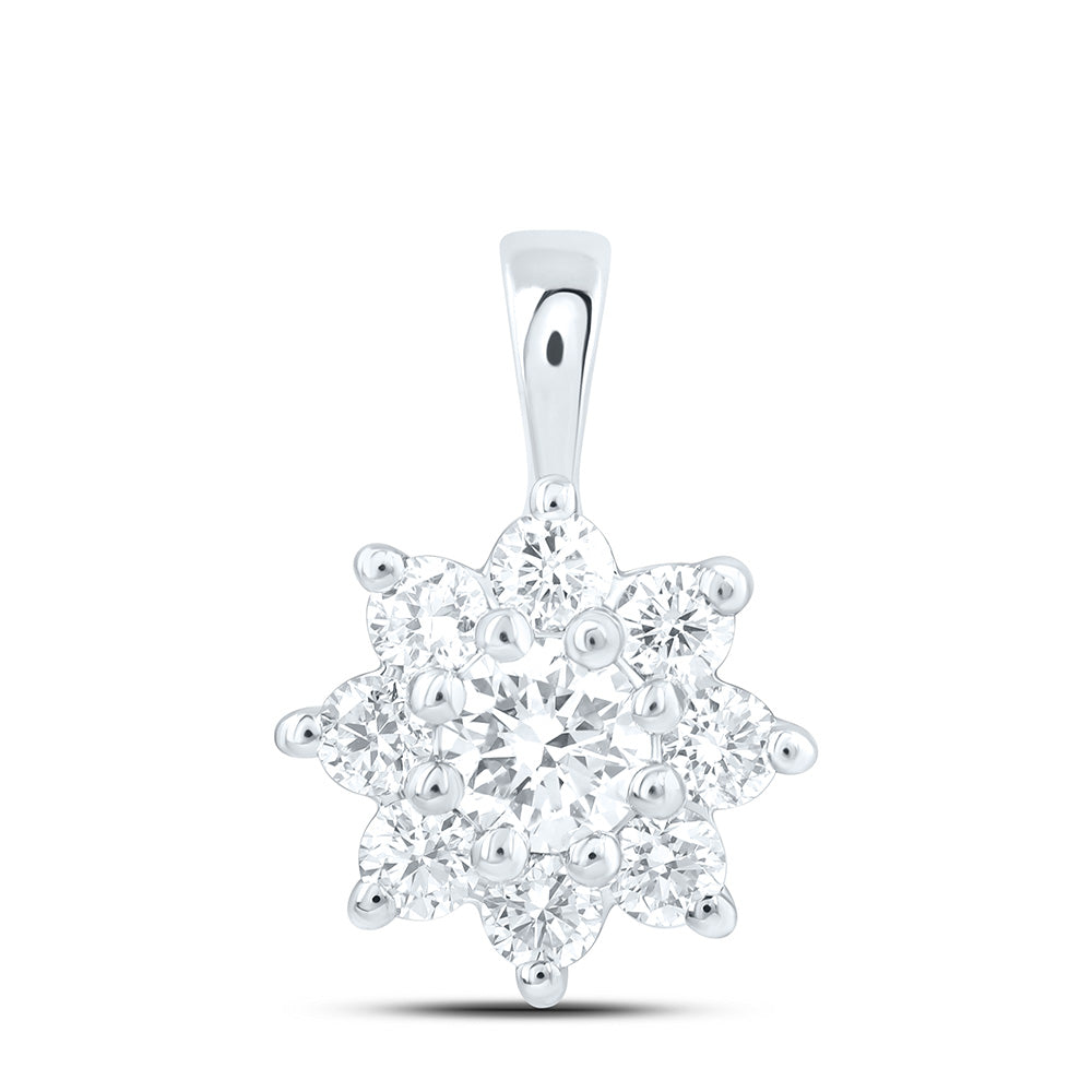 14k White Gold 0.5 CTW Lab Grown Diamond Fashion Flower Pendant