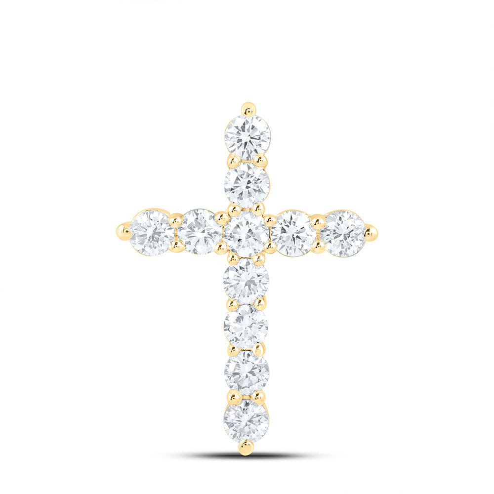 14k Yellow Gold 1 CTW Lab Grown Diamond Fashion Cross Pendant