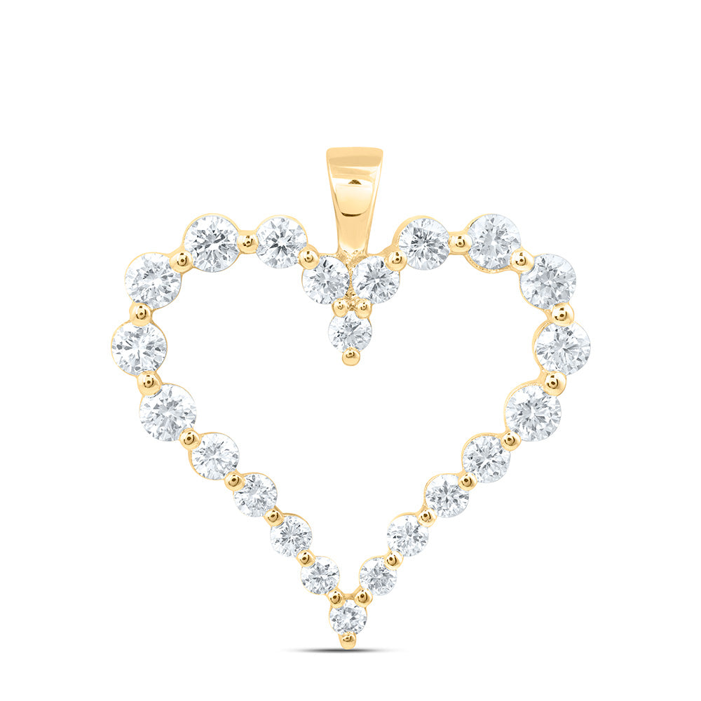 14k Yellow Gold 1 CTW Lab Grown Diamond Fashion Heart Pendant