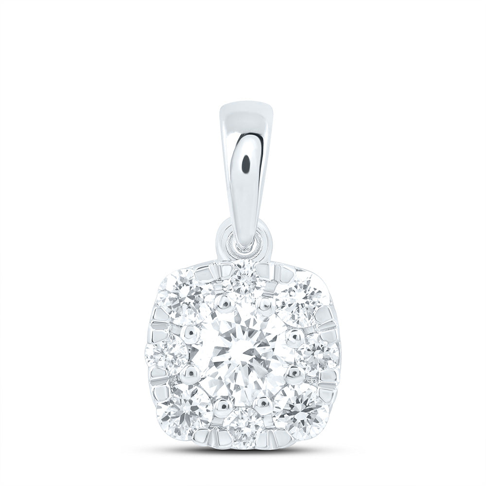 14k White Gold 0.5 CTW Lab Grown Diamond Fashion Cushion Pendant