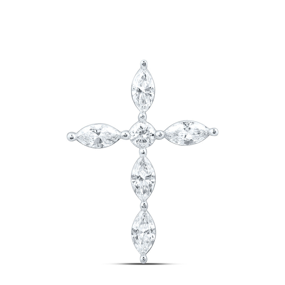 14k White Gold 1 CTW Lab Grown Diamond Fashion Cross Pendant