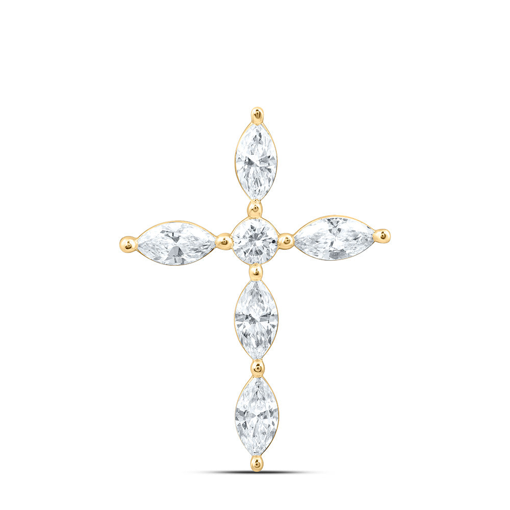 14k Yellow Gold 1 CTW Lab Grown Diamond Fashion Cross Pendant