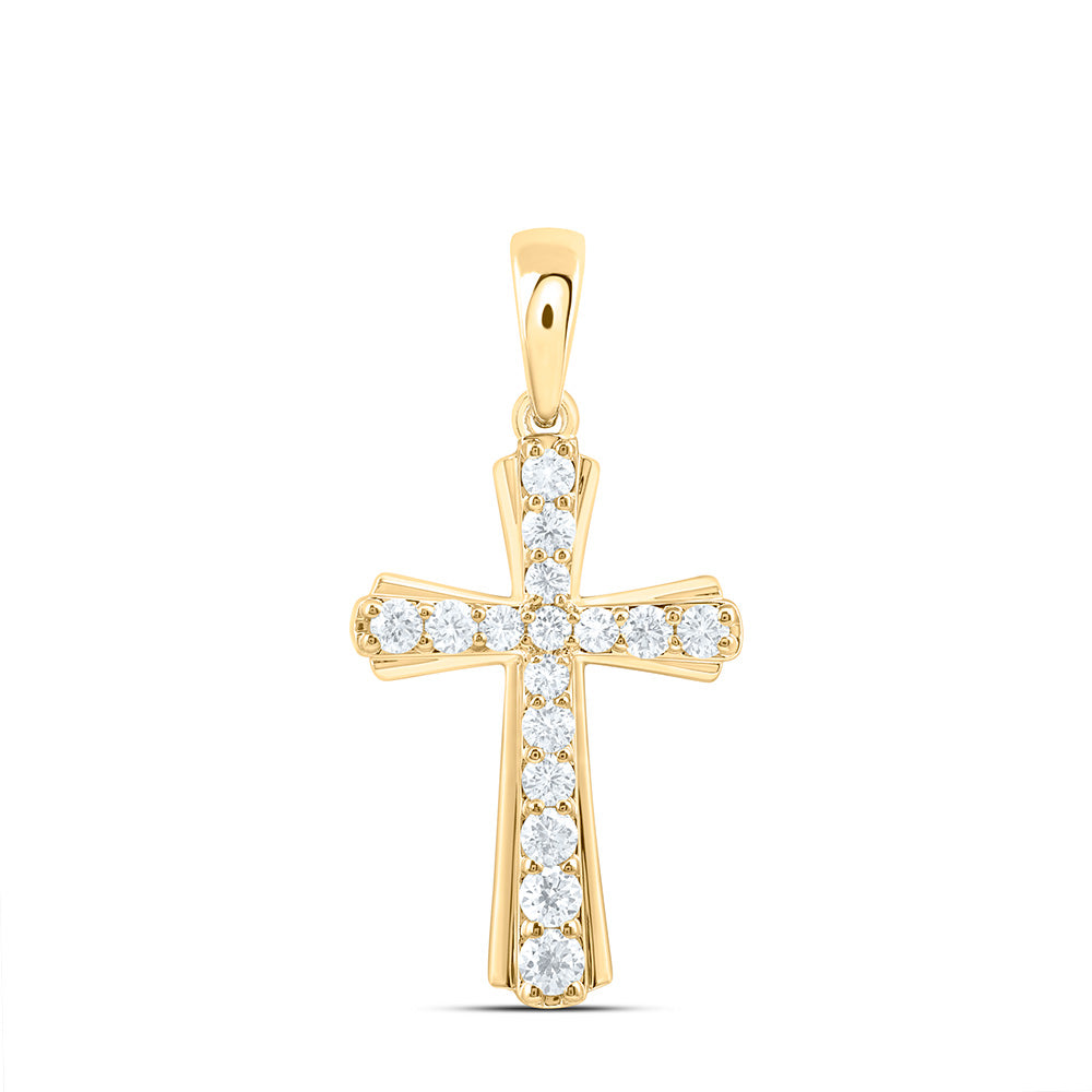 14k Yellow Gold 1 CTW Lab Grown Diamond Fashion Cross Pendant