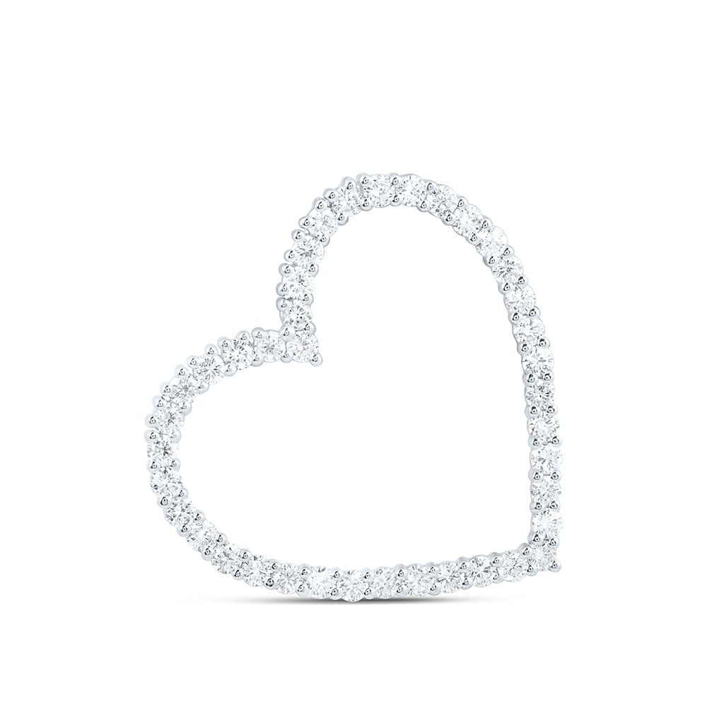 14k White Gold 1 CTW Lab Grown Diamond Fashion Heart Pendant
