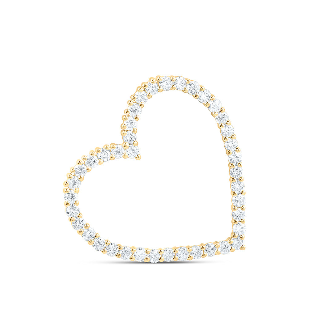 14k Yellow Gold 1 CTW Lab Grown Diamond Fashion Heart Pendant