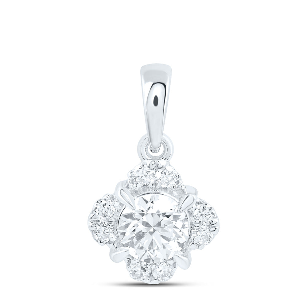 14k White Gold 0.5 CTW Lab Grown Diamond Fashion Clover Pendant