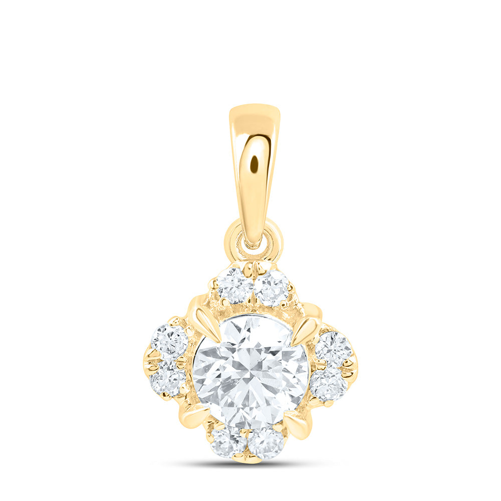 14k Yellow Gold 0.5 CTW Lab Grown Diamond Fashion Clover Pendant