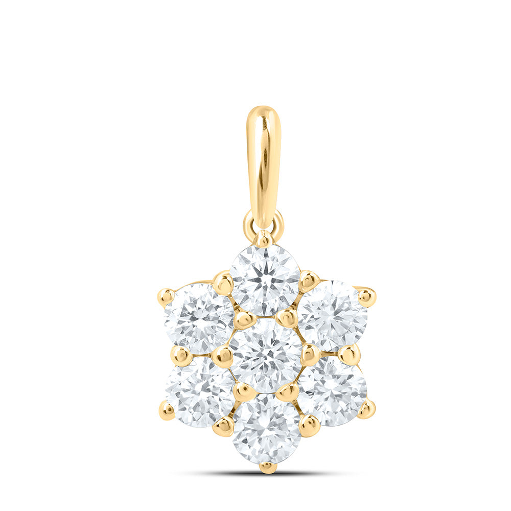 14k Yellow Gold 1 CTW Lab Grown Diamond Fashion Flower Pendant