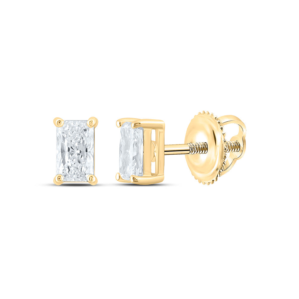14k Yellow Gold 0.5 CTW Lab Grown Diamond Radiant Solitarie Stud Earrings