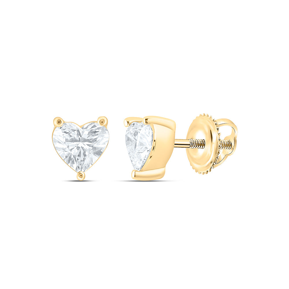 14k Yellow Gold 0.5 CTW Lab Grown Diamond Heart Solitarie Stud Earrings