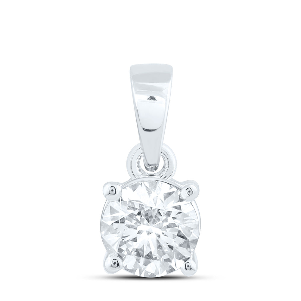 14k White Gold 0.25 CTW Lab Grown Diamond Round Solitaire Pendant