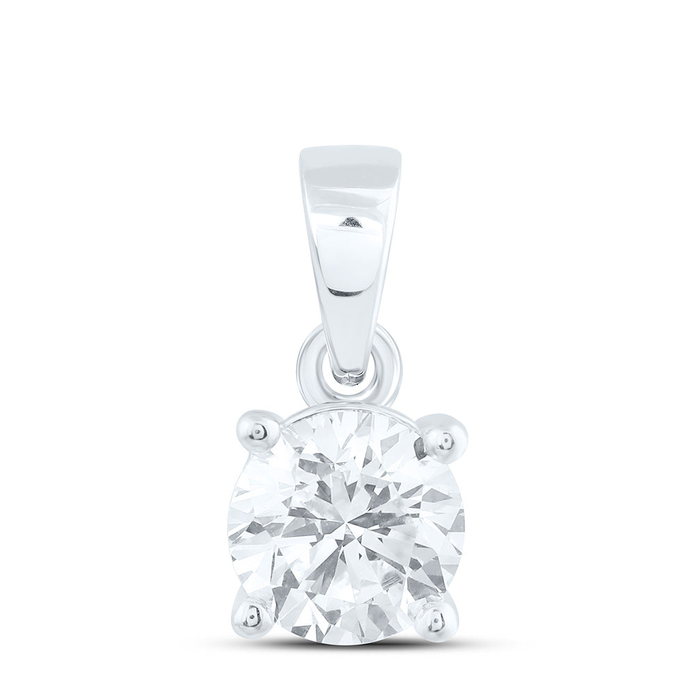 14k White Gold 0.75 CTW Lab Grown Diamond Round Solitaire Pendant