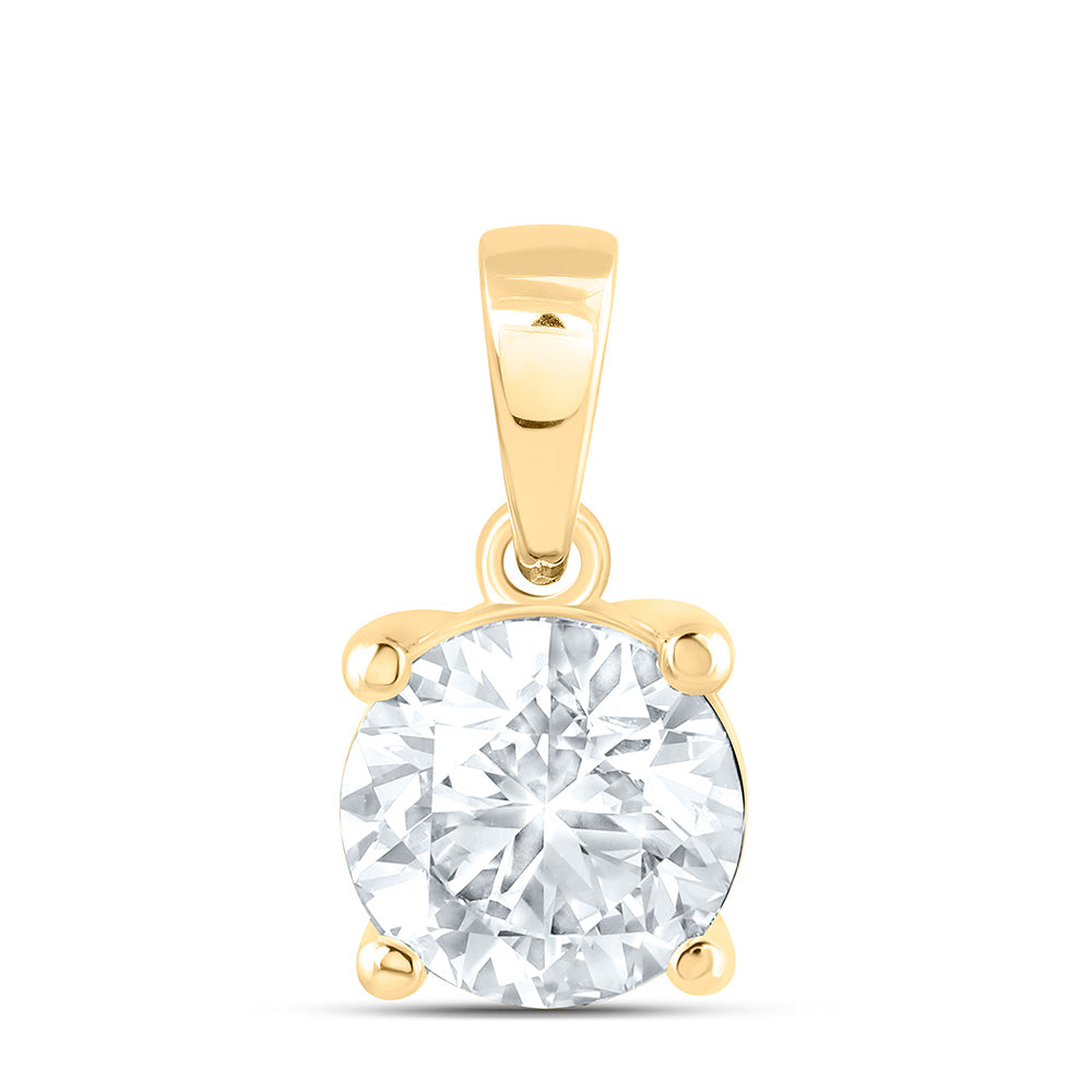14k Yellow Gold 1 CTW Lab Grown Diamond Round Solitaire Pendant
