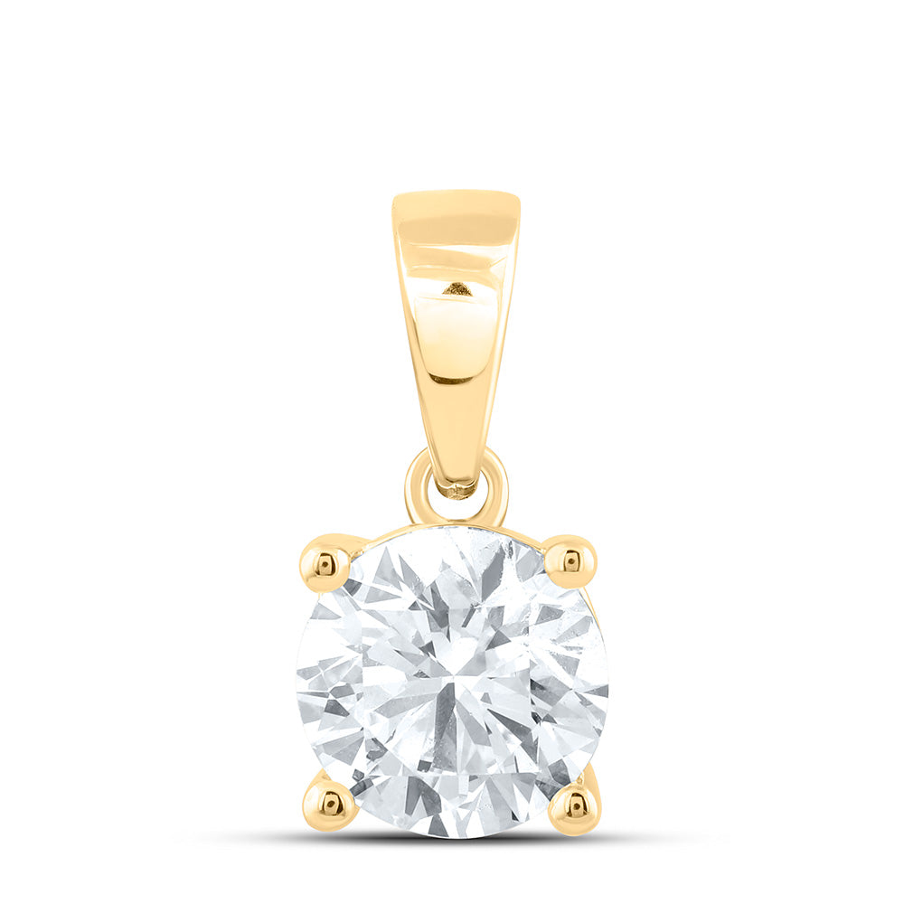 14k Yellow Gold 1.5 CTW Lab Grown Diamond Round Solitaire Pendant