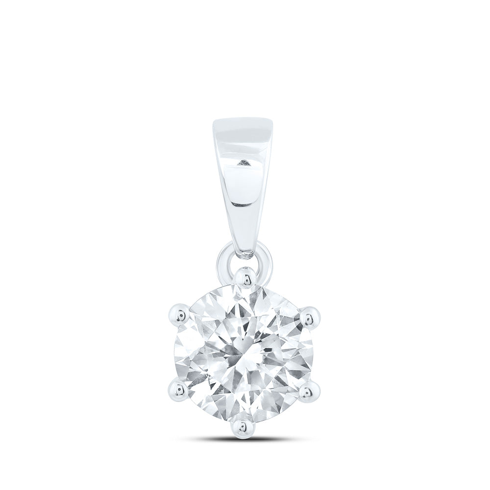 14k White Gold 0.25 CTW Lab Grown Diamond Round Solitaire Pendant