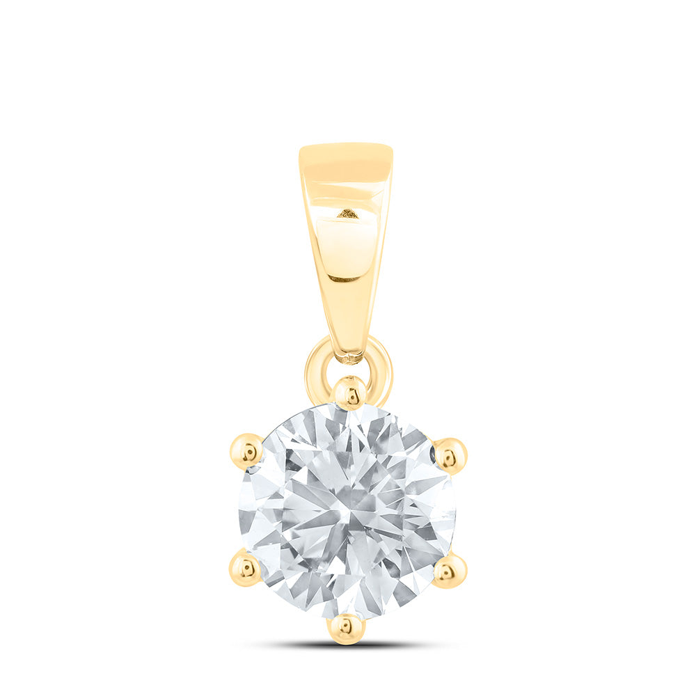 14k Yellow Gold 0.5 CTW Lab Grown Diamond Round Solitaire Pendant