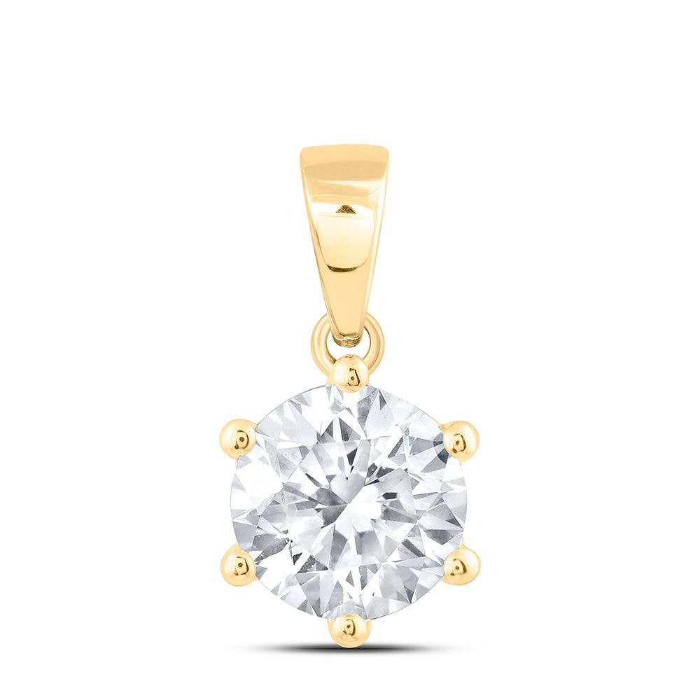 14k Yellow Gold 1 CTW Lab Grown Diamond Round Solitaire Pendant