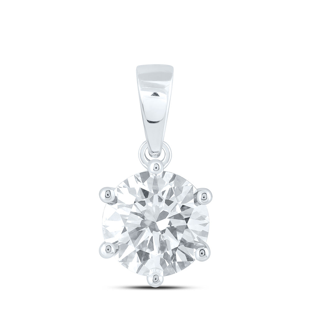 14k White Gold 2 CTW Lab Grown Diamond Round Solitaire Pendant