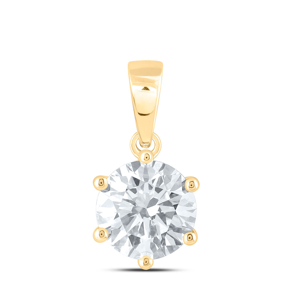 14k Yellow Gold 2 CTW Lab Grown Diamond Round Solitaire Pendant