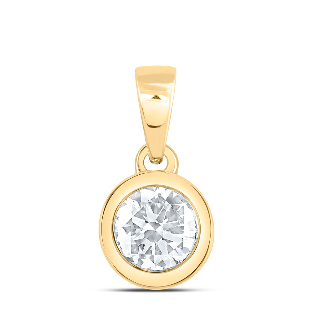 14k Yellow Gold 0.25 CTW Lab Grown Diamond Fashion Bezel Round Solitaire Pendant