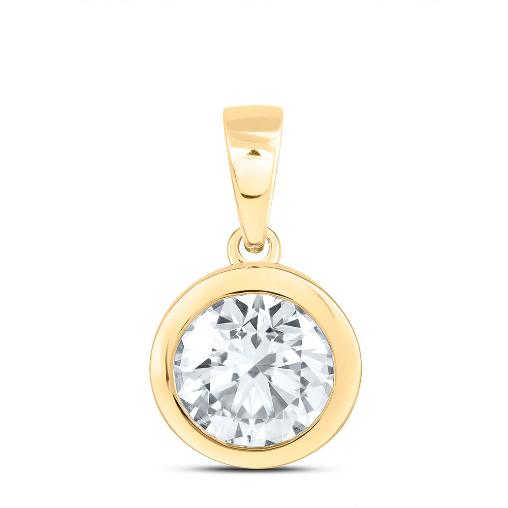 14k Yellow Gold 1.5 CTW Lab Grown Diamond Fashion Bezel Round Solitaire Pendant