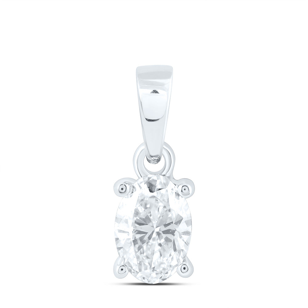 14k White Gold 0.25 CTW Lab Grown Diamond Oval Solitaire Pendant