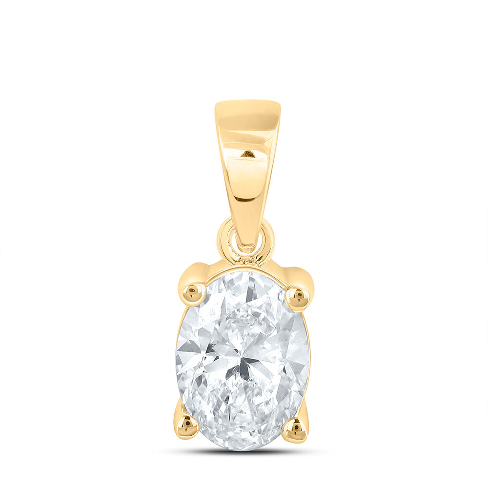 14k Yellow Gold 0.75 CTW Lab Grown Diamond Oval Solitaire Pendant