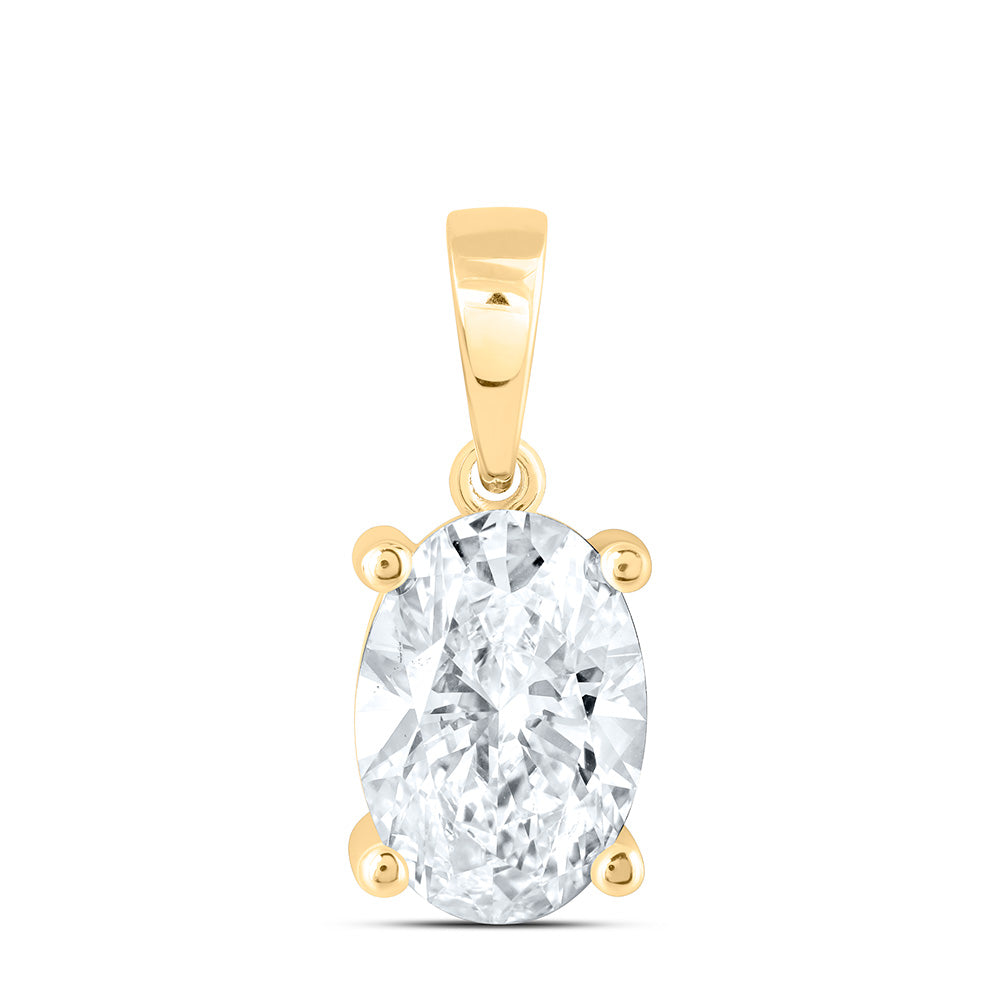 14k Yellow Gold 2 CTW Lab Grown Diamond Oval Solitaire Pendant