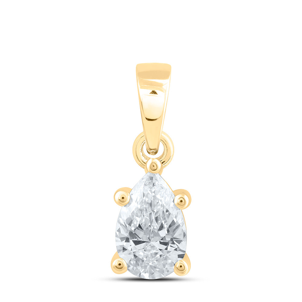 14k Yellow Gold 0.25 CTW Lab Grown Diamond Pear Solitaire Pendant